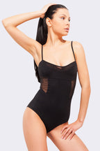 Black Sheer Panel Bodysuit