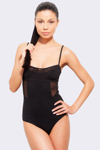 Black Sheer Panel Bodysuit