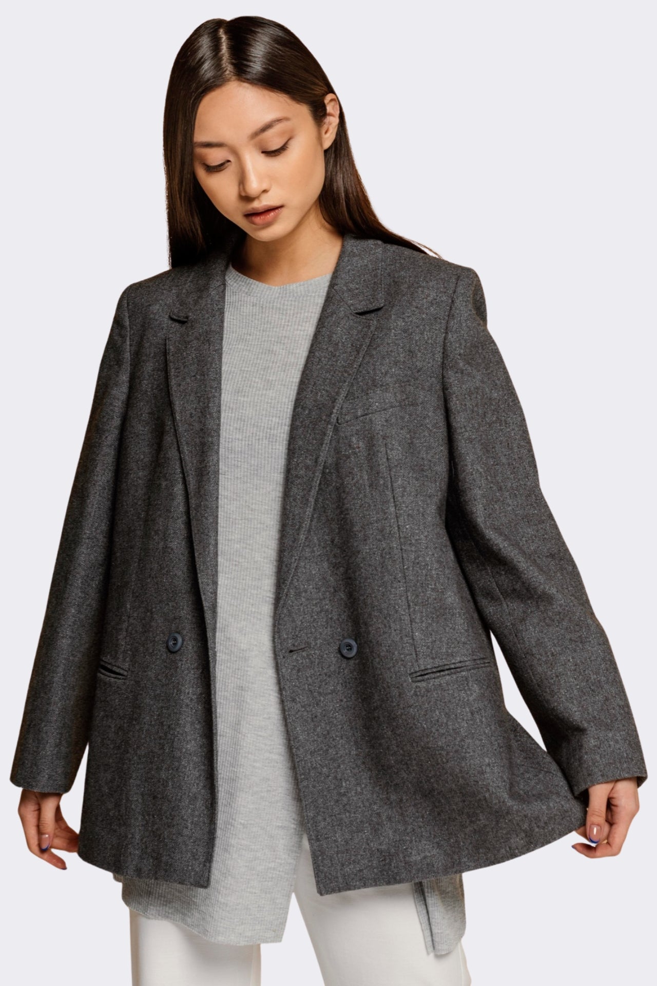 Classic Oversized Gray Blazer Main image