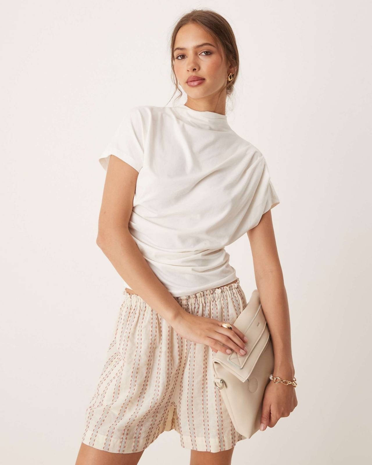 Draped Mock Neck Tee