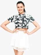 Monochrome Floral Crop Top