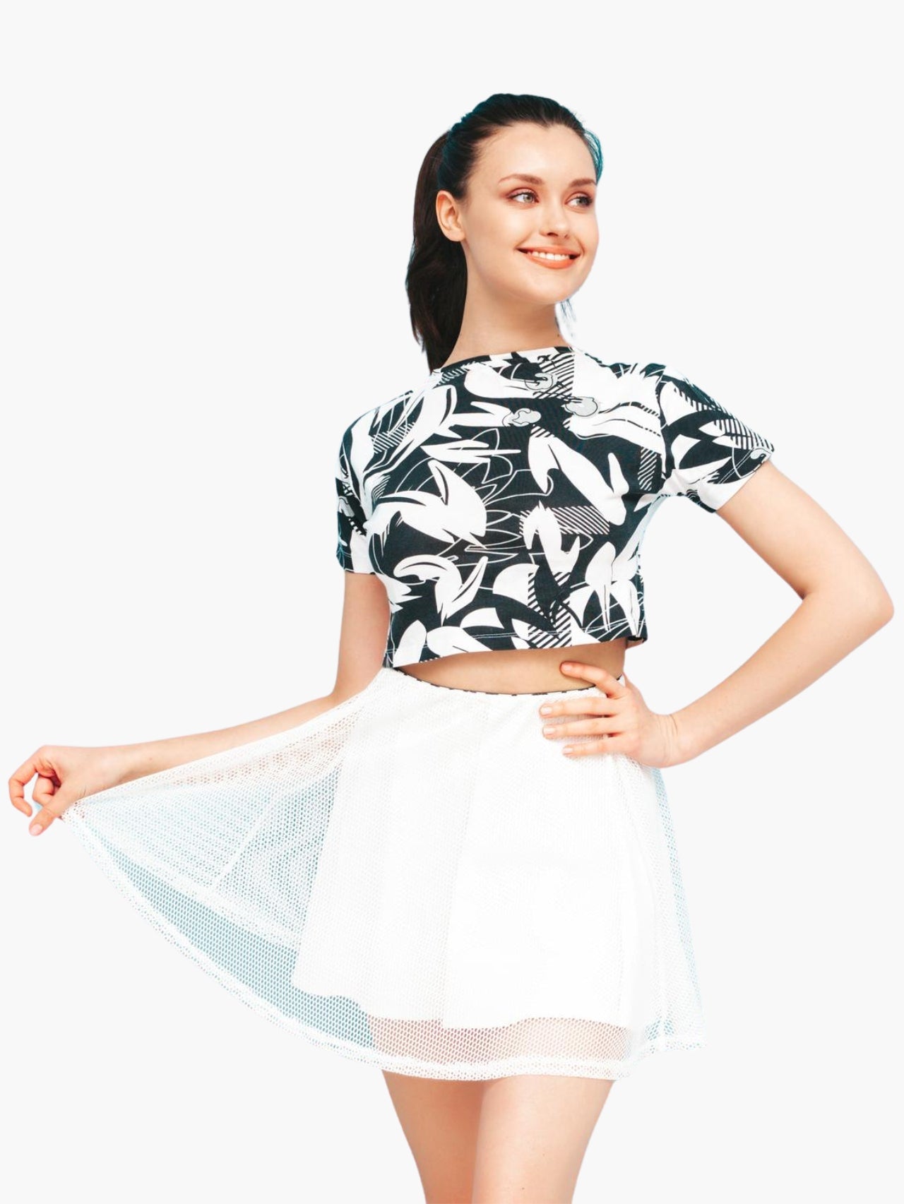 Monochrome Floral Crop Top