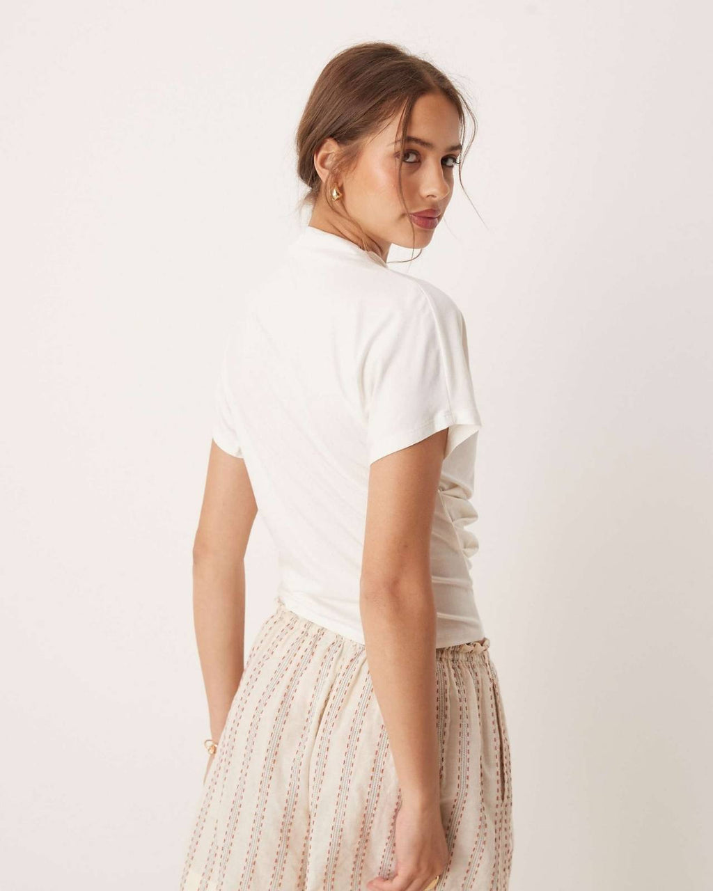 Draped Mock Neck Tee