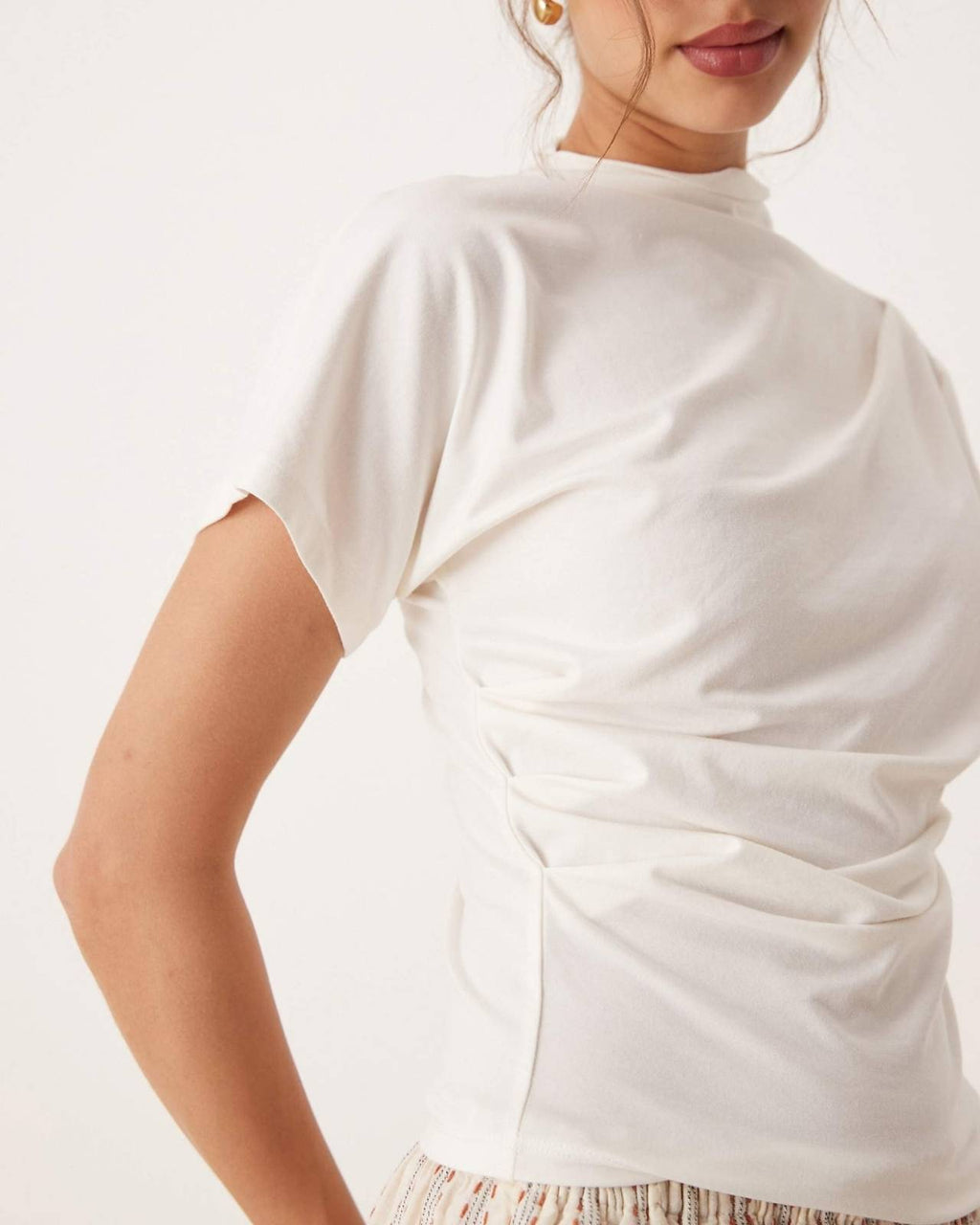 Draped Mock Neck Tee