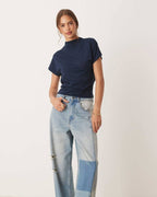 Draped Mock Neck Tee