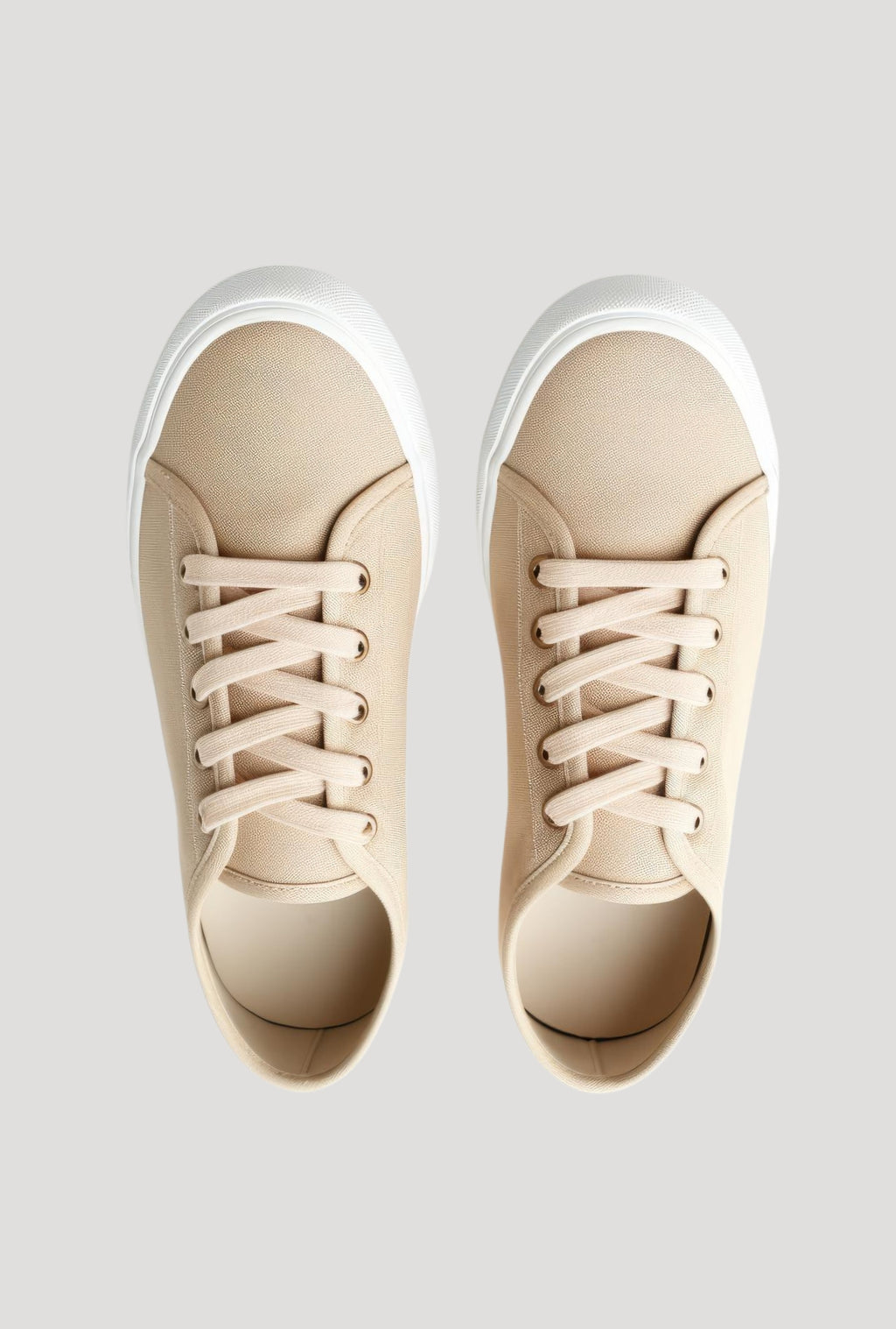 Beige Casual Sneakers with White Sole