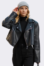 Oversized Black Faux Leather Jacket