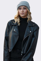 Oversized Black Faux Leather Jacket