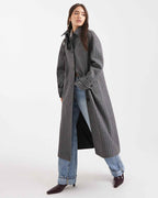 Herringbone Wool Long Coat