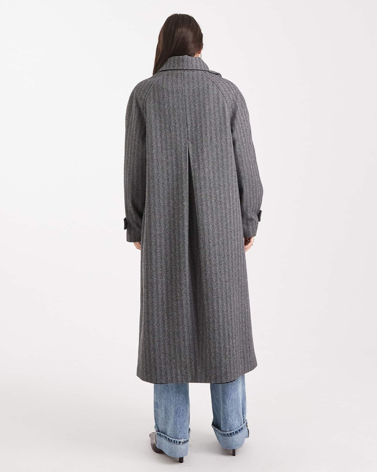 Herringbone Wool Long Coat