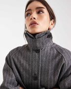 Herringbone Wool Long Coat