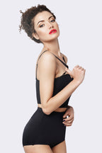 Elegant Black Bustier & High-Waist Panty Set