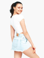 White Sweetheart Neck Crop Top