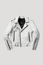 Women’s Quilted White Leather Jacket