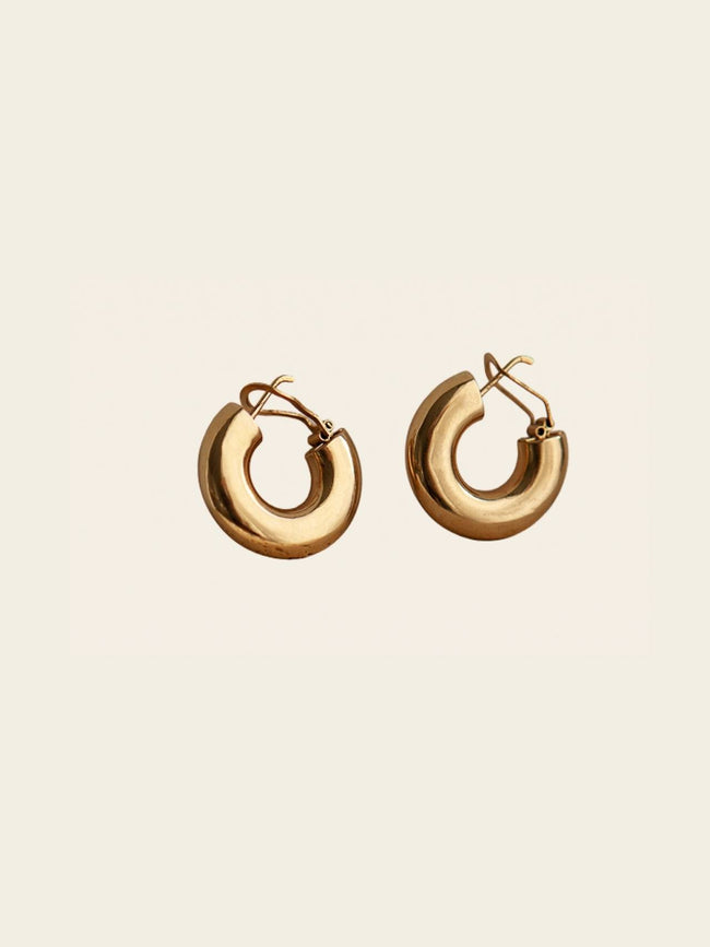 Bold Gold Dome Hoop Earrings Hover Image