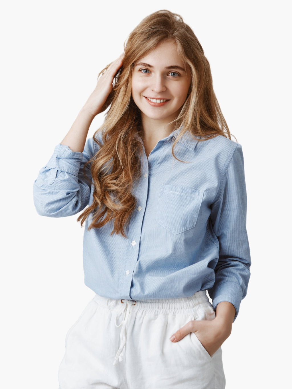 Light Blue Button-Up Women’s Shirt