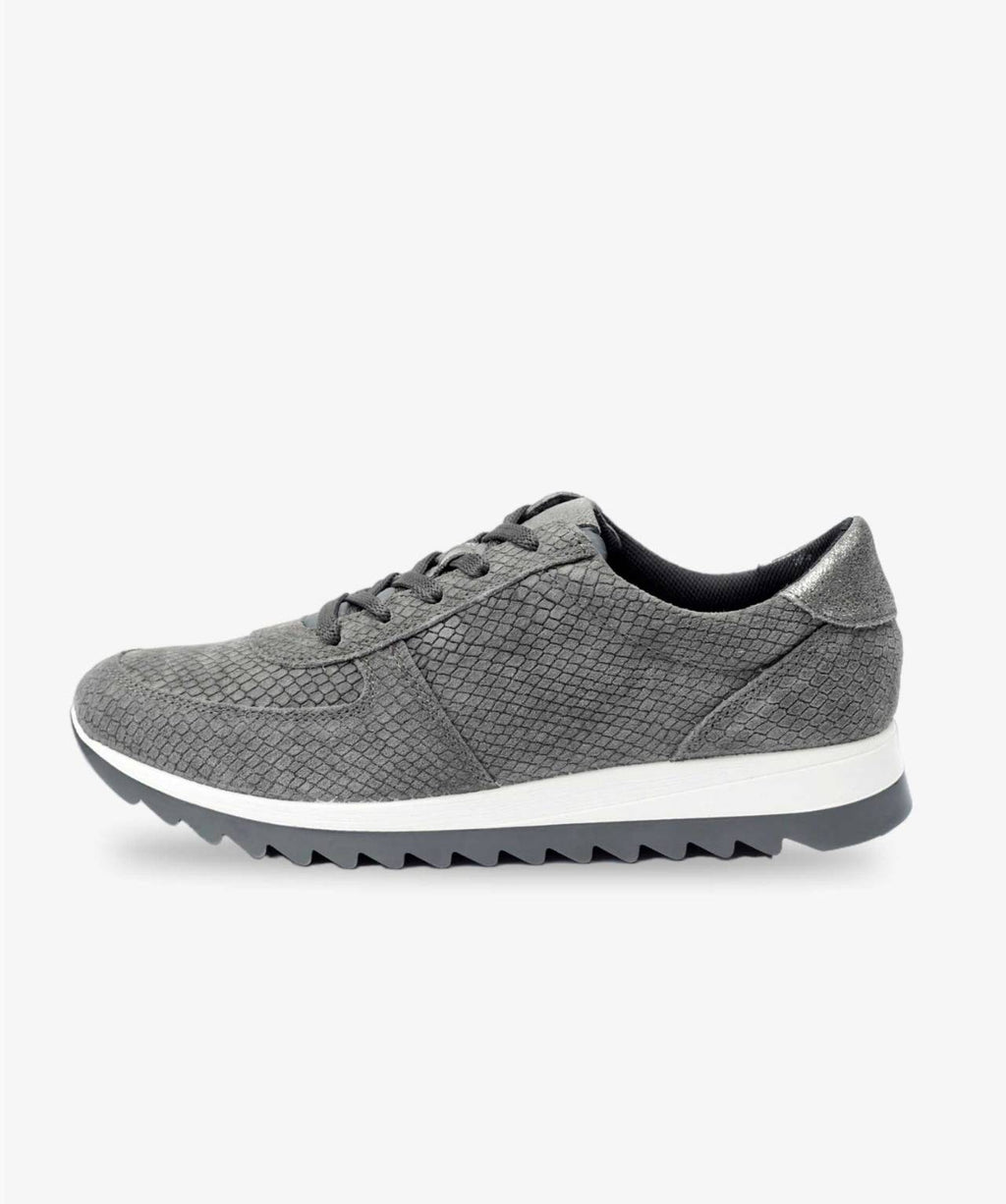 LuxeTread Gray Female Suede Sneaker