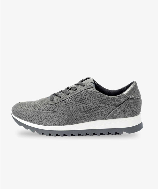 LuxeTread Gray Female Suede Sneaker Hover Image