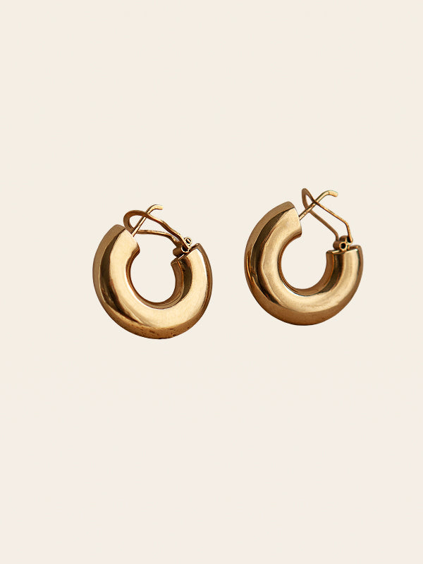 Luna Bold Dome Hoops 18K Yellow Gold Hover Image
