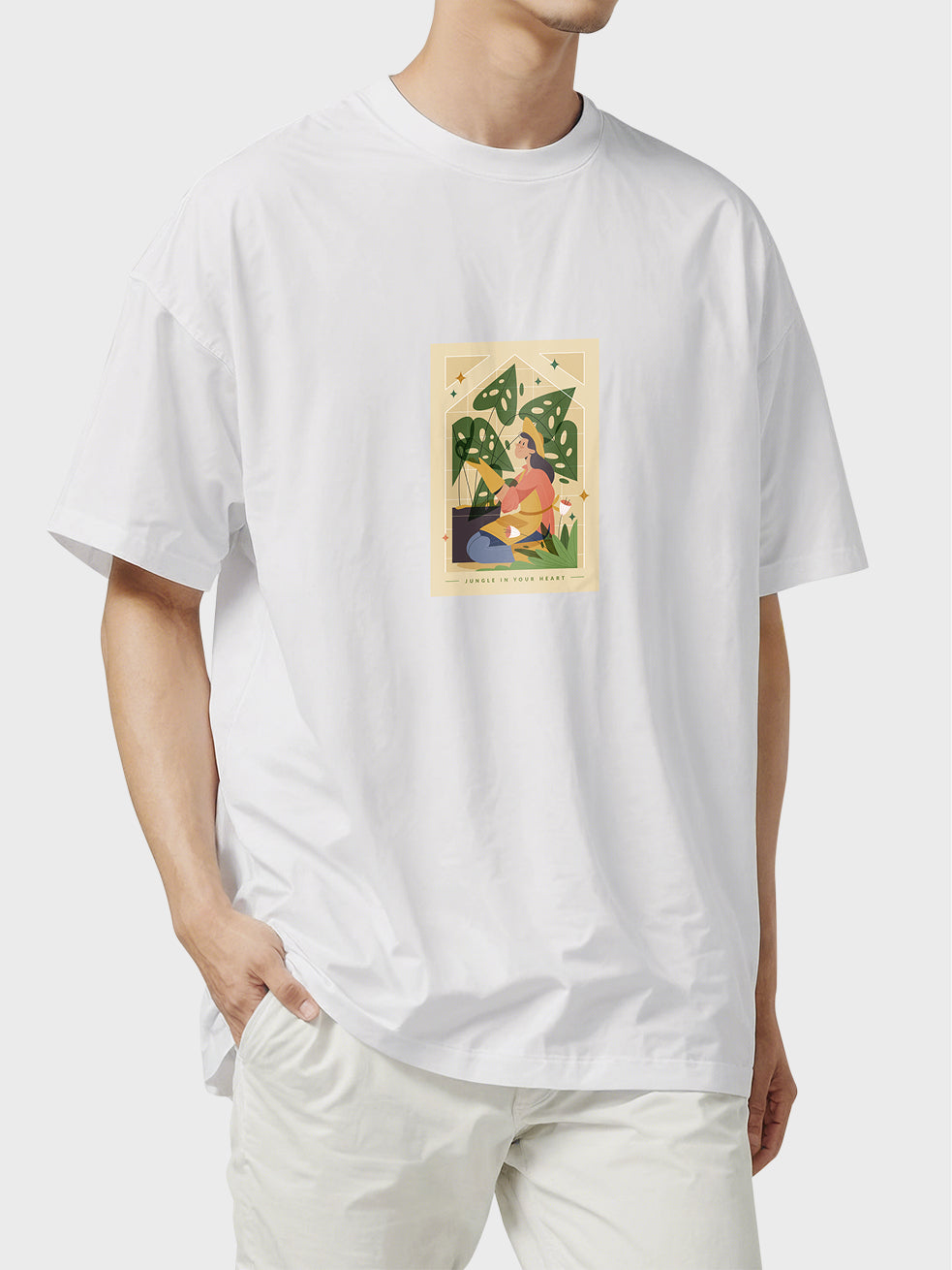 Jungle In Your Heart Graphic Tee - Tropical Foliage