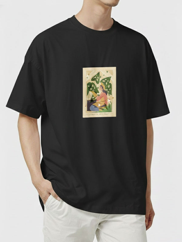 Jungle In Your Heart Graphic Tee - Tropical Foliage