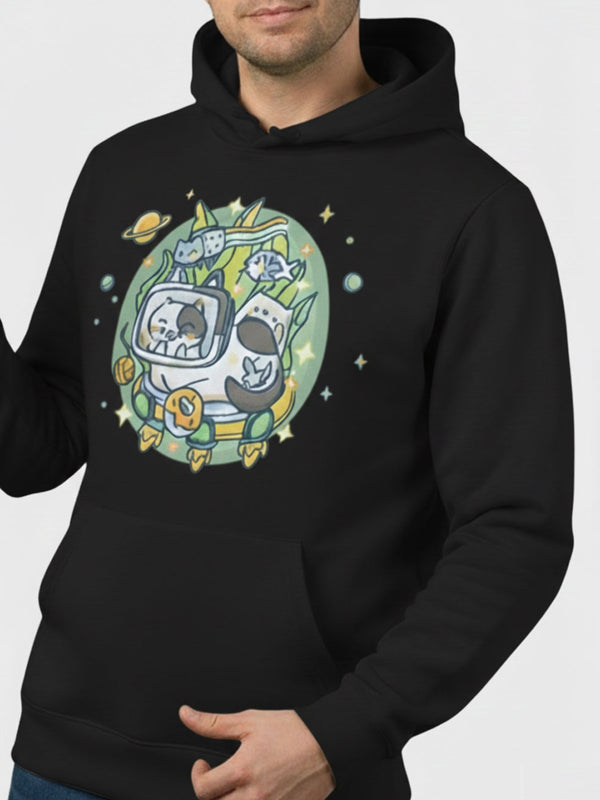 Streetwear Style Hoodie - Astro Cat Pattern