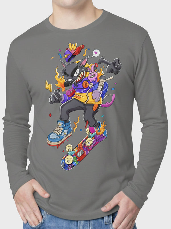 Long-sleeve Streetwear Tee - Wolf Skater Edition