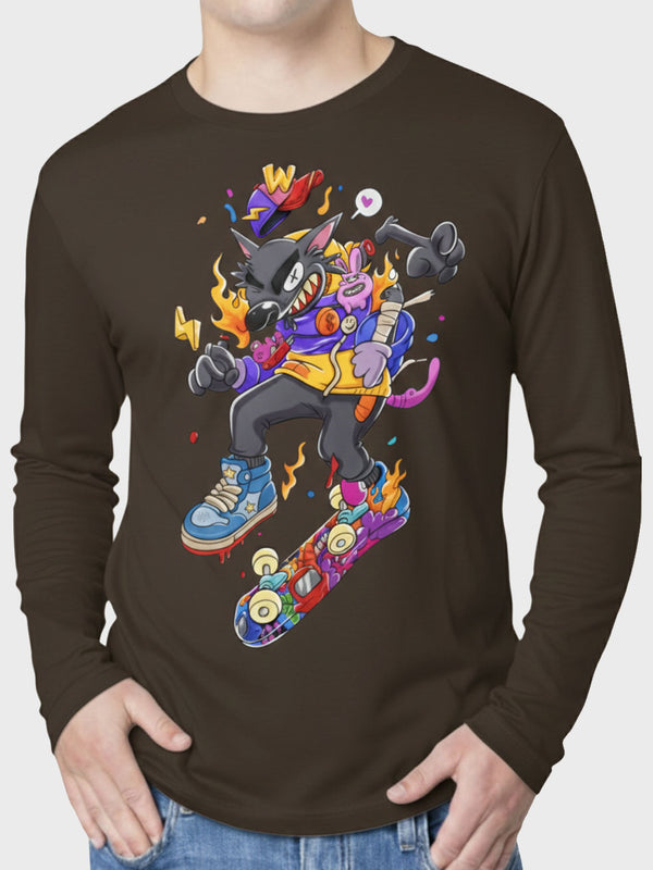 Long-sleeve Streetwear Tee - Wolf Skater Edition