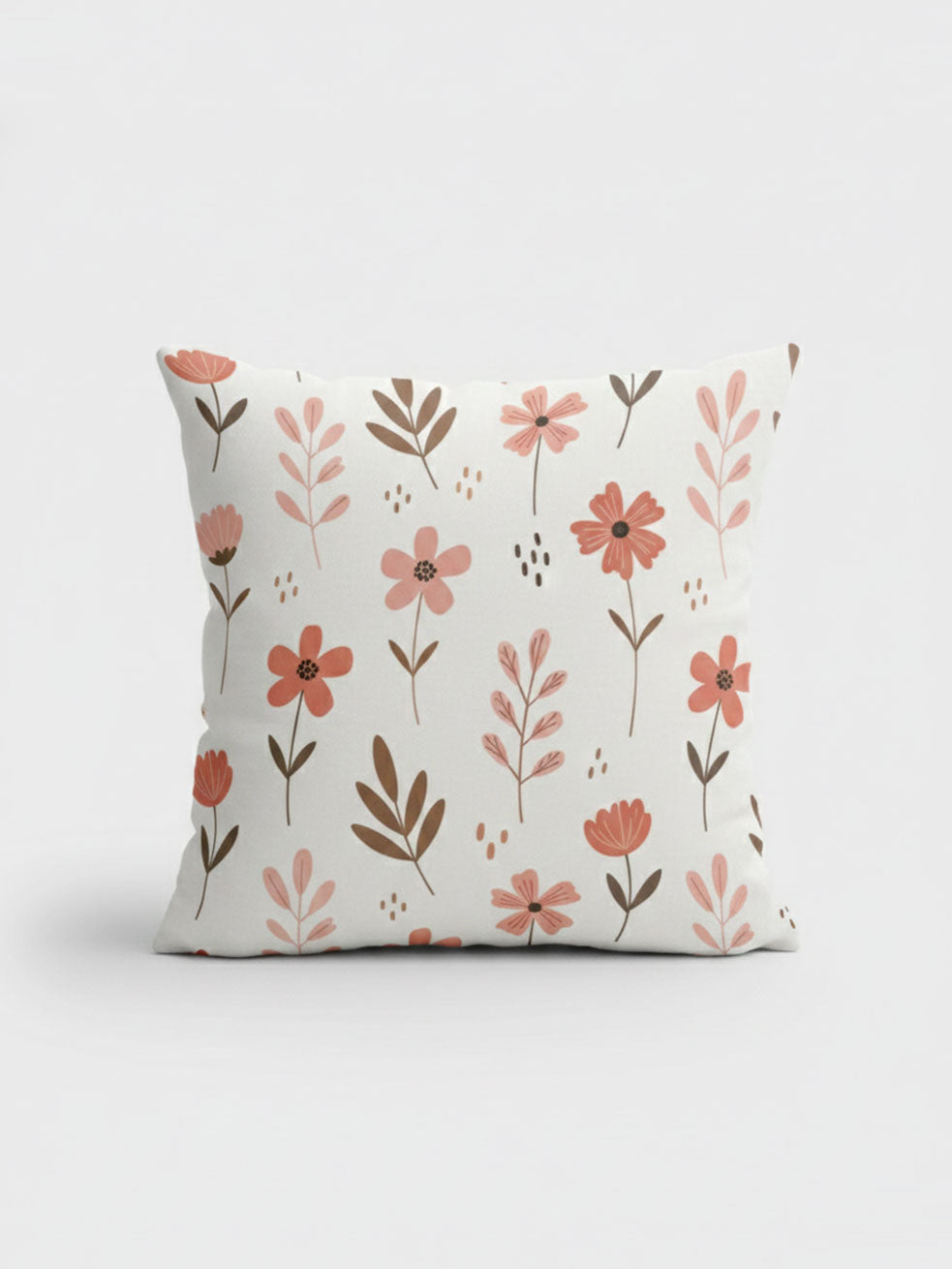 Bloom Harmony Floral Cushion - Earthy Autumn Leaf Pattern Main image