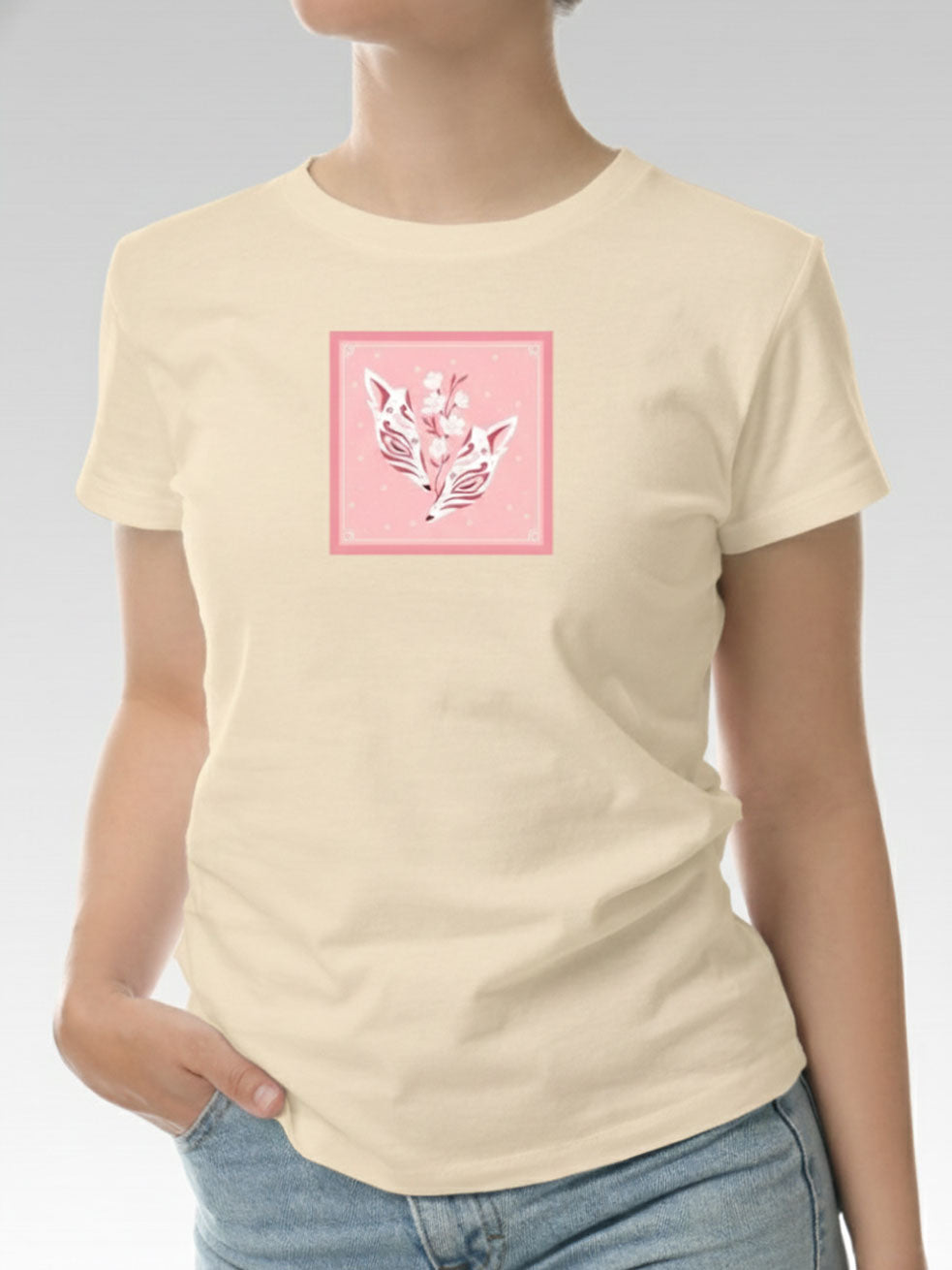 Streetwear Style Shirt - Sakura Kitsune Mask Pattern Main image