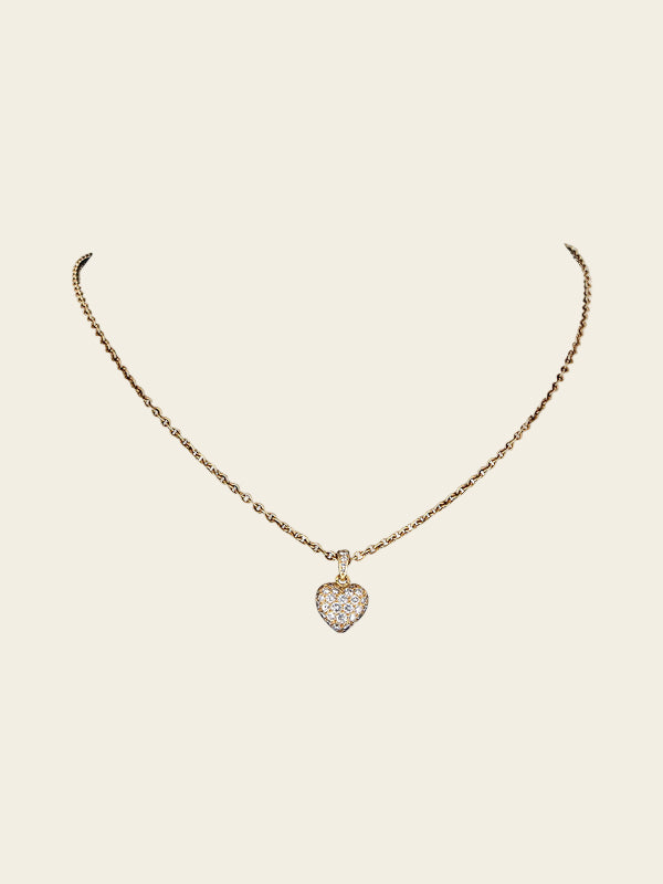 Pavé Heart Pendant Necklace 14K Yellow Gold Hover Image