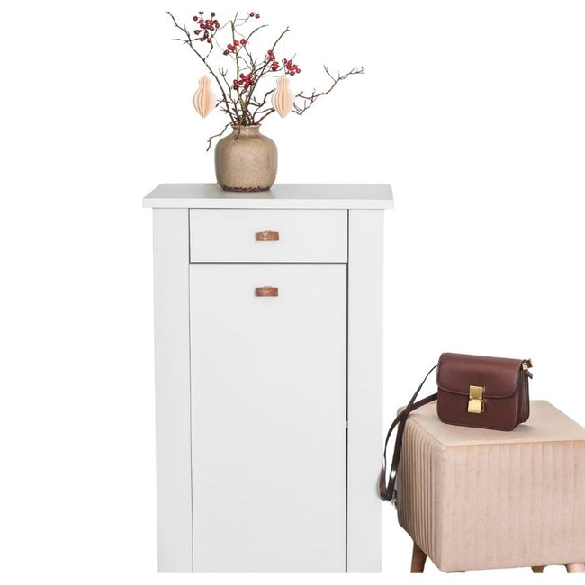 Scandinavian White Bedside Table with Wooden Legs Main Image