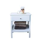 Scandinavian White Bedside Table with Wooden Legs
