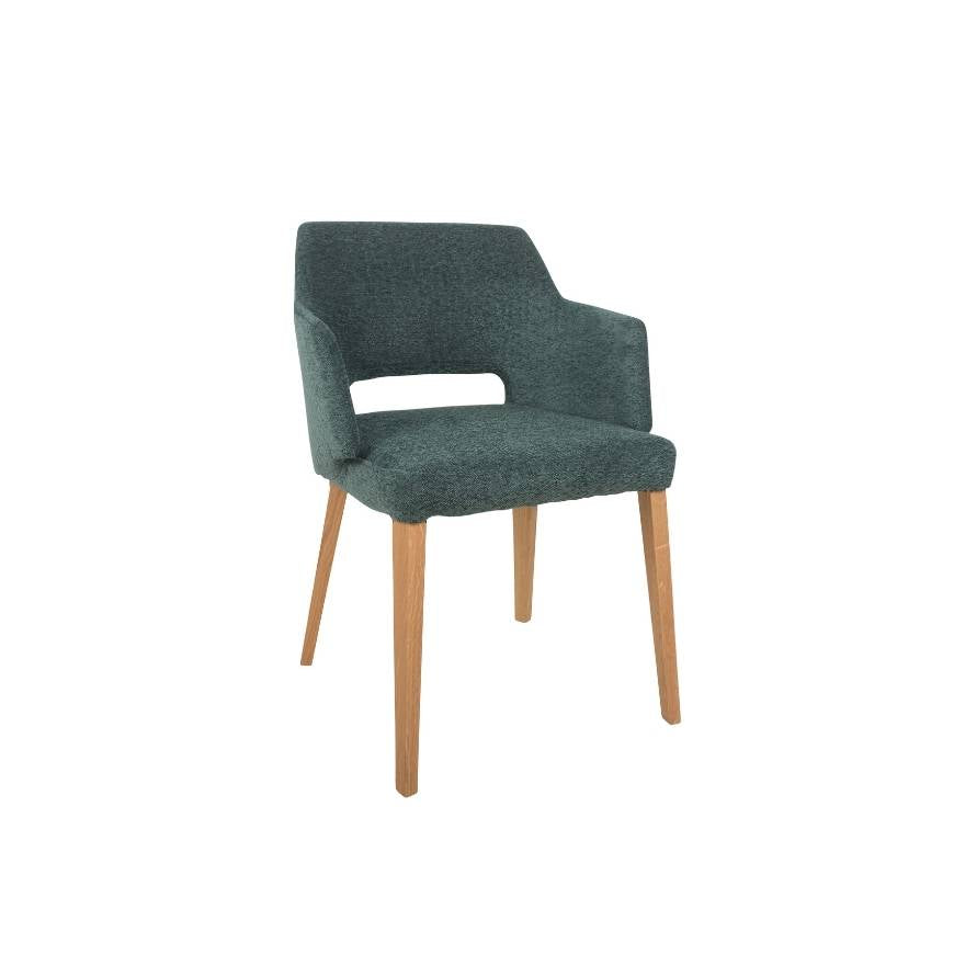 Olive Velvet Dining Chair with Armrests