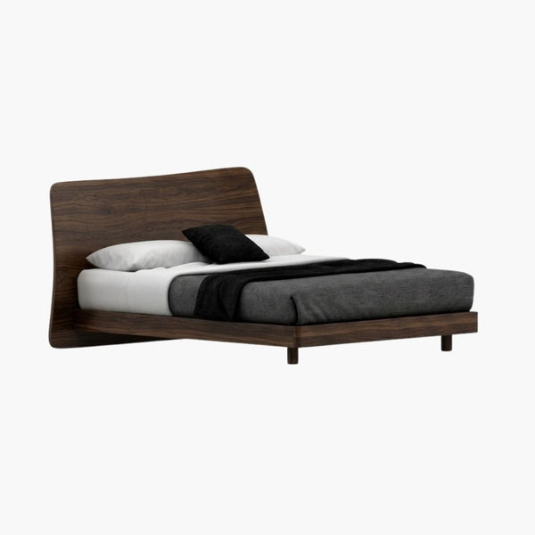 Kora Minimalist Curved Wooden Platform Bed