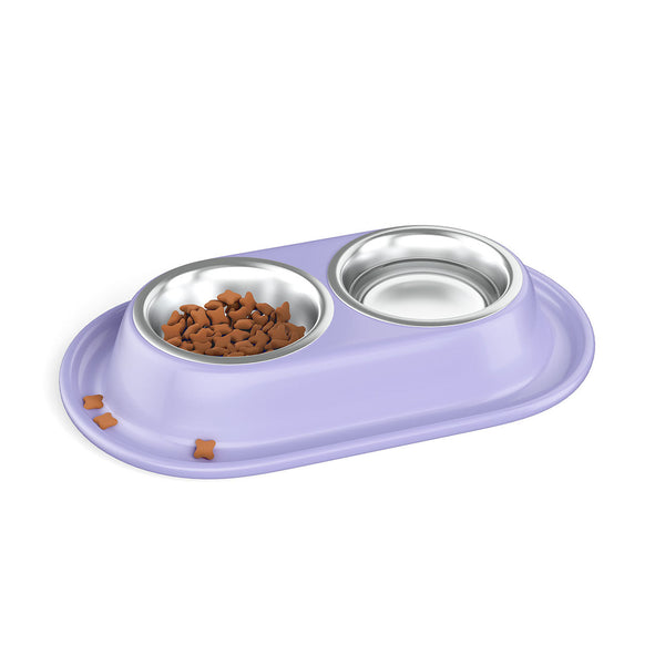 Dual Stainless Steel Pet Bowl – Food & Water Feeder Set