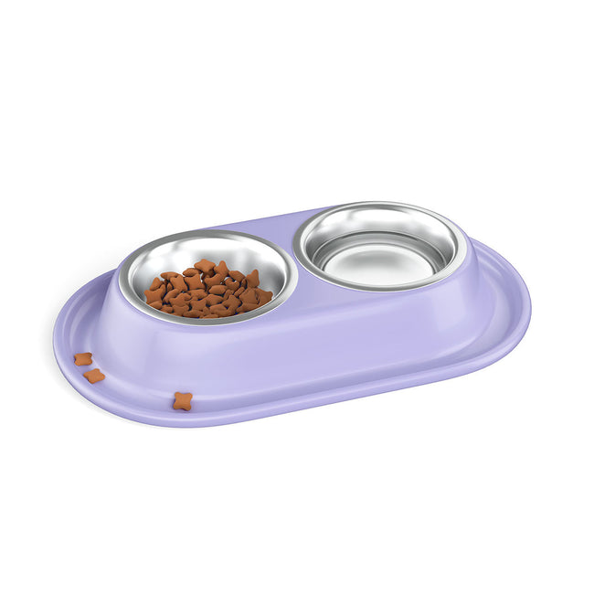 Dual Stainless Steel Pet Bowl – Food & Water Feeder Set Hover Image
