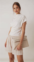 Draped Mock Neck Tee Video Preview