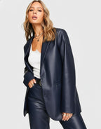 Urban Edge Longline Vegan Leather Blazer