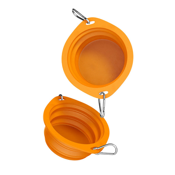 Collapsible Travel Pet Bowl – Portable Silicone Feeder with Carabiner